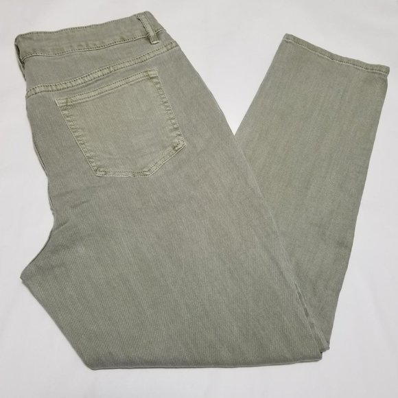 Isaac Mizrahi Sage Green High Rise Ankle Jeans - Picture 1 of 6